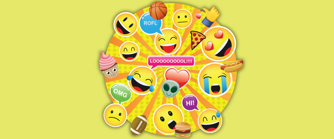 a collection of emojis on a yellow background