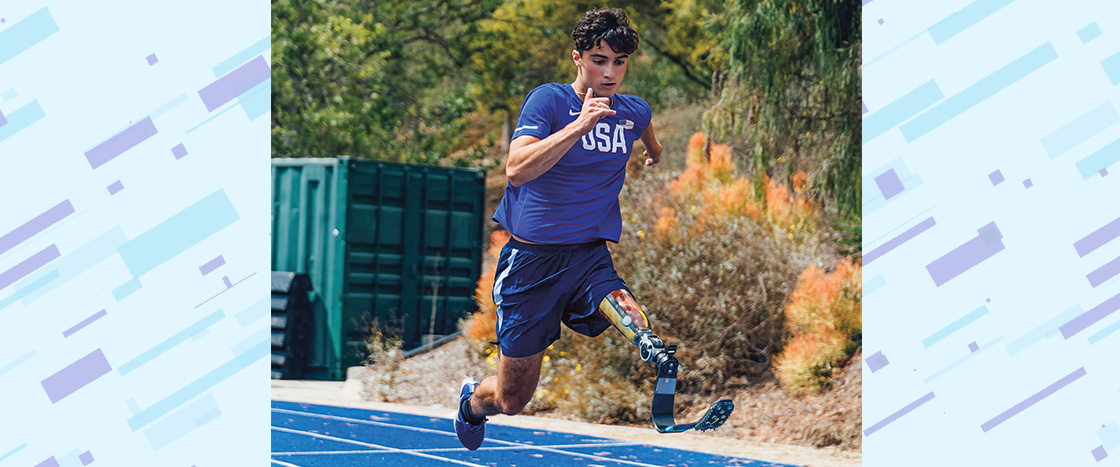 Photo of a runner with a prosthetic leg