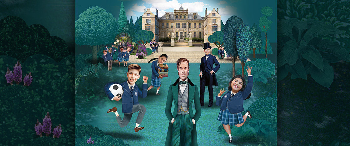 Illustration of Sherlock Holmes at a boarding school