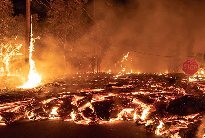 A volcanic eruption